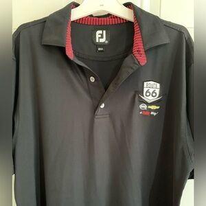 FootJoy FJ Golf‎ Shirt Mens Medium Black Route 66 Lisle Stretch Golf Preppy Shop